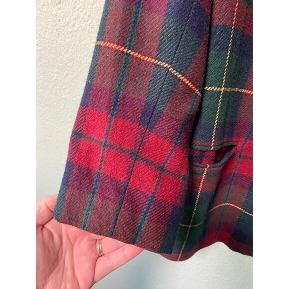 Vintage Dumas Women's Green Plaid Blazer Jacket Button Up - Picture 4 of 7